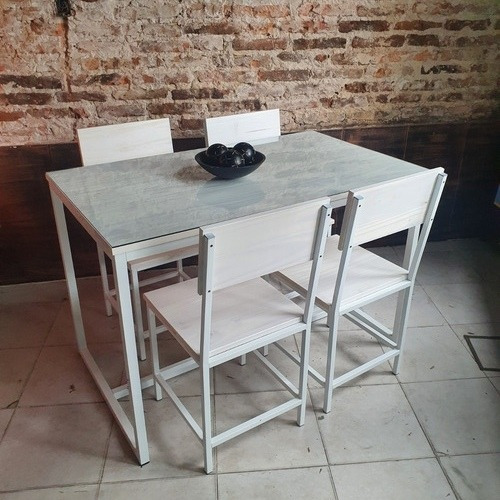 Imagen 3 de 6 de Mesa Comedor Industrial Madera Decape 120x70 + 4 Sillas