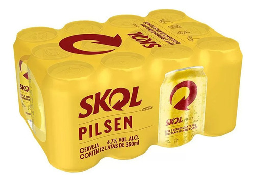 Cerveja Skol Pilsenloira Lata 350ml 12 U