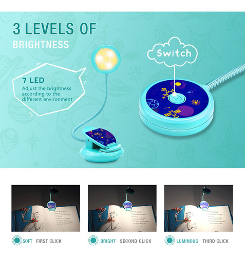 Book Light Vekkia Cute Rechargeable For Kids 50ml 40h Blue