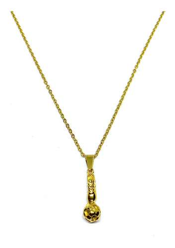 Imagen 2 de 2 de Collar Acero Inoxidable Dorado Dije Taquete Futbol Balon
