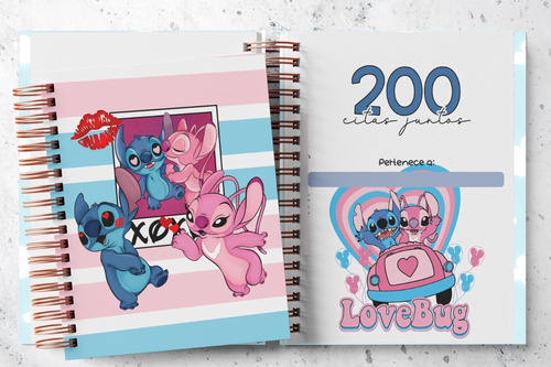 Libreta, Planner 100 Citas Juntos/200 Citas Stitch Personali