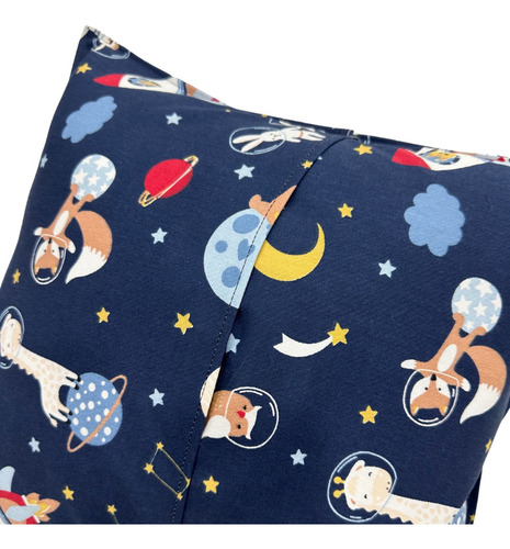 Fundas De Almohadón 100% Algodón 40x40 Cm Por 2 Unidades Color Azul Azul Space