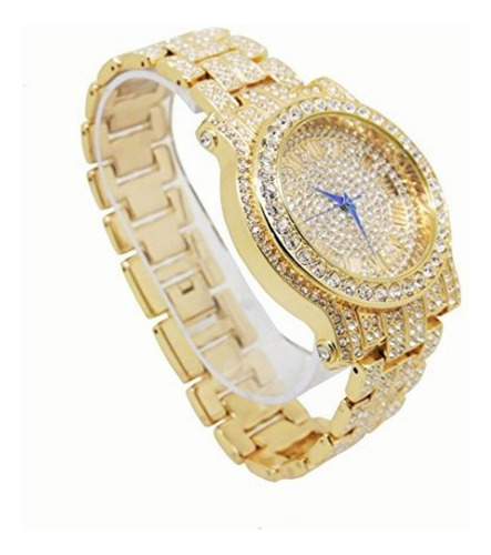 Bling-ed Out Round Reloj De Lujo Para Hombre Con Pulsera Cub
