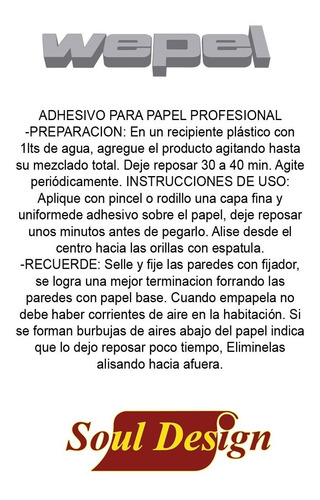 Imagen 5 de 8 de Papel Base Y Adhesivo Polvo X 80gr P/papel Muresco Menvios
