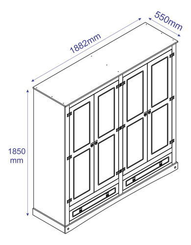 Ropero 4 Puertas Madera Dormitorio Placard Lcm