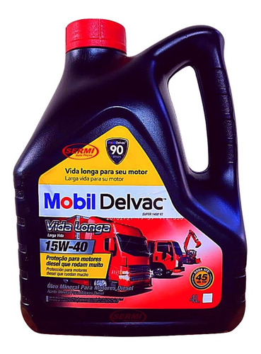 Óleo Motor Diesel Mobil Delvac Vida Longa 15w40 Galão 4 Lts