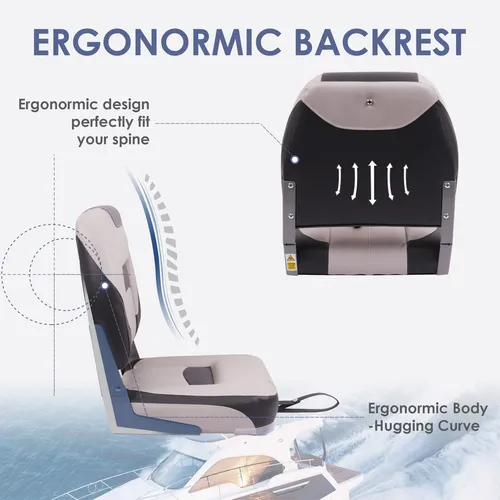 Deckpro Deluxe Asiento De Barco Con Respaldo Bajo, Asiento P