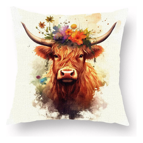 Fundas De Almohada Cuadradas De Lino Con Diseño Vaca