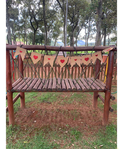 Bandeirinha/guirlanda Badulake Bege Com Design Coração Festa Junina
