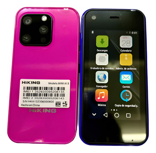 Hiking Minismartphone A13 Memoria 8g+ 1g Ram Rosa Chicle Dual Sim