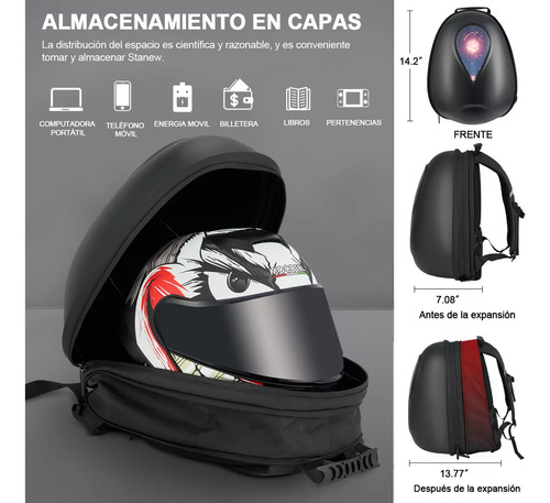 Mochila Para Andar En Moto Con Ojos Led Impermeable 1 Casco