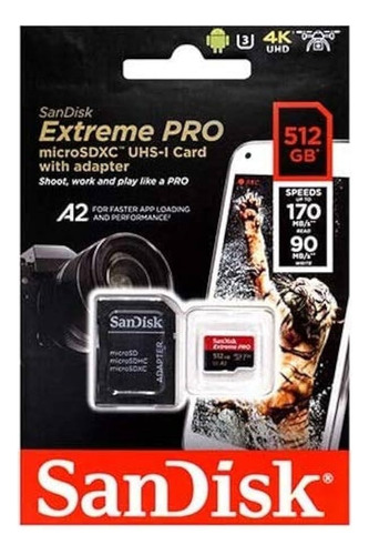 Tarjeta De Memoria Sandisk 512gb Microsd Extreme Pro 170mb/s