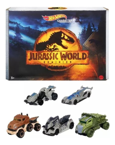Hot Wheels 5 Vehículos Cars Jurassic World Dominion Mattel
