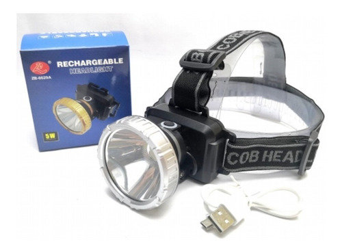 Imagen 4 de 11 de Linterna Minero Vincha De Cabeza Led Recargable Usb 5 Watts
