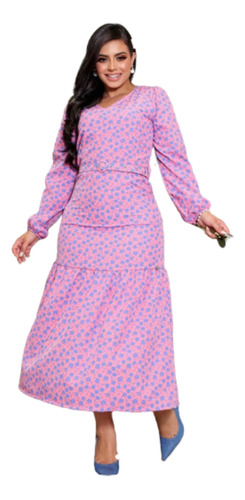 Vestido Longo Dienifer Rosa - Moda Enncante