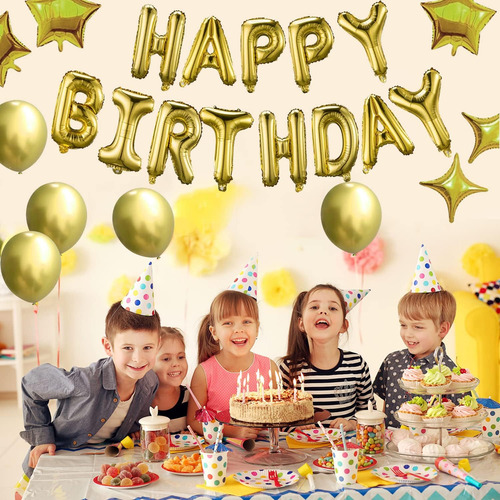 Happy Birthday Bullon Banner Letter Decorations Con Globos D