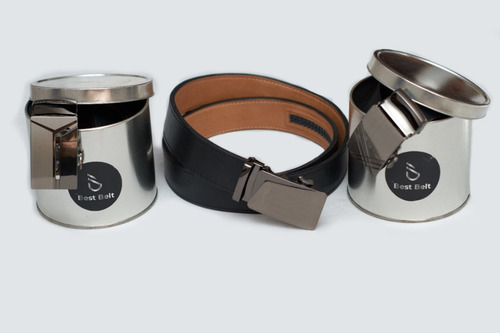 Cinto Con Hebilla De Ajuste Automático .my Best Belt Negro Unico (125 Cm)
