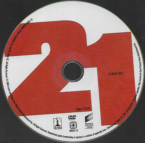 21 Blackjack Jim Sturgess Kevin Spacey Kate Bosworth Dvd (Usado)