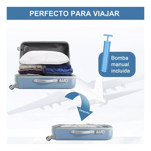 Set X4 Bolsas Valija Vacio Ropa 50 X 70 Viaje + Aspi Bomba