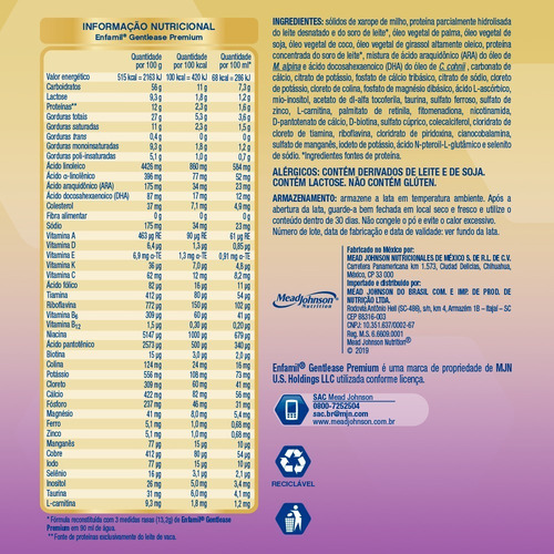 Fórmula Infantil Enfamil Gentlease Premium - Lata 800g