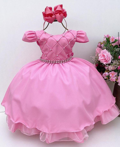 Vestido De Festa Infantil Luxo Princesa Batizado Aniversário
