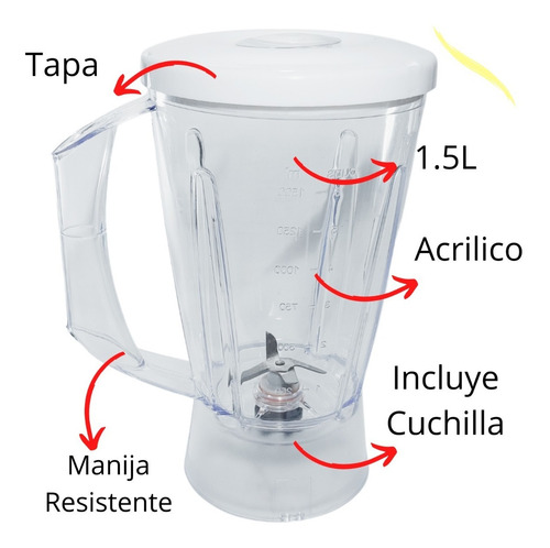 Imagen 2 de 10 de Vaso Jarra Licuadora Compatible Moulinex Optimix Plus Lm2701