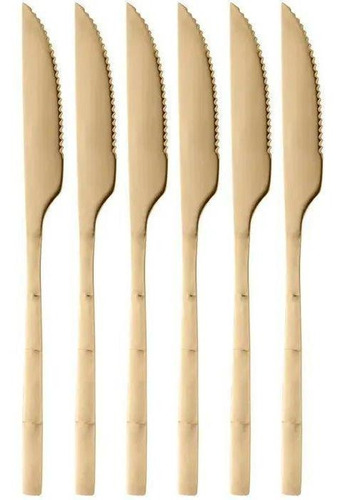 Conjunto 6 Facas Bambu Elegant Champanhe 22,3cm 1814