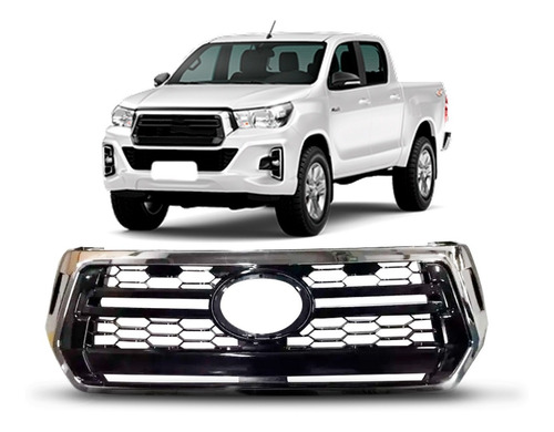 Grade Radiador Hilux Srv 2018 A 2019 Cromada Preto Brilhante