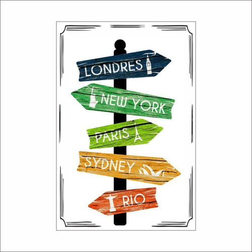 Kit 3 Placas Decorativas Frases Viaje (20cmx30cm Cada Placa)