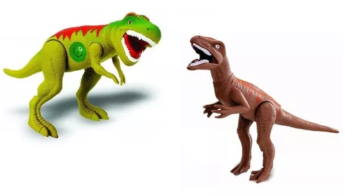 Kit 2 Dinossauros Tiranossauro Rex Velociraptor Brinquedo - Dupari