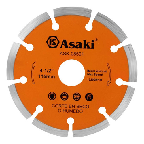 Disco Segmentado Diamantado Asaki Ask-08501 115 Mm Mf Shop