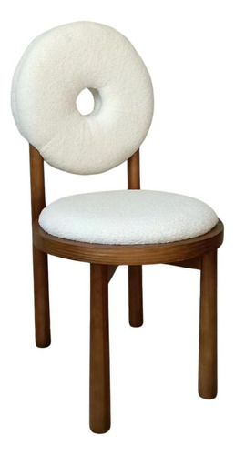 Silla Butaca Zug Nordica Tapizada Madera Comedor Living Lcm Estructura De La Silla Marrón Asiento Blanco Diseño De La Tela Corderito