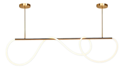 Lámpara Colgante Lineal Led Luz Fría Y Cálida Estructura Dorado