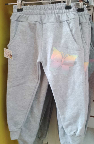 Pantalon Deportivo De Niña Gris Con Felpa Varios Talles