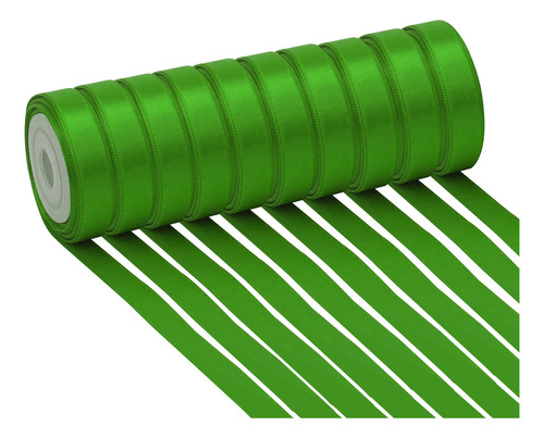10 Rollos Popotillo Liston Barrotado De 1 Cm. 220 Metros. Color Verde