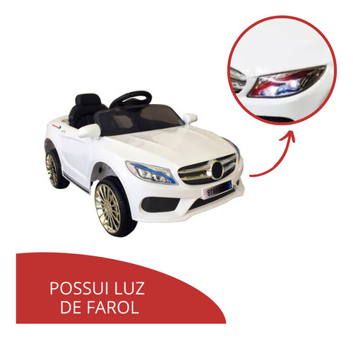 Mini Carro Eletrico Infantil 6v C/ Controle Remoto Branco