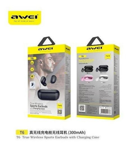 Imagen 5 de 5 de Audífonos Intraurales Awei T6 Bluetooth C/reducción De Ruido
