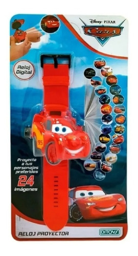 Reloj Digital Disney Proyector Cars Ditoys Original Color de la malla Rojo