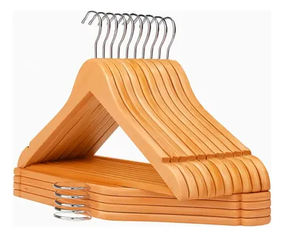 Kit 10 Cabide De Madeira Marfin Organizador Roupas Closet Marfin