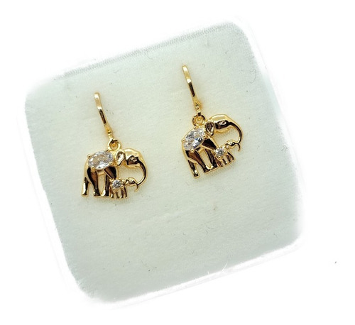 Aretes De Elefante De Oro Laminado+estuche Ar7