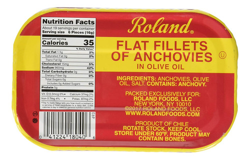 No Filete De Anchoa En Aceite De Oliva Roland Lata 400g