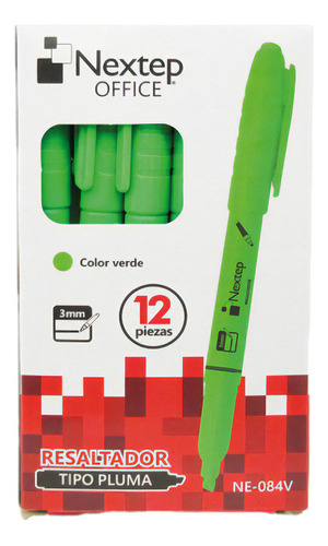 Marcatextos Nextep Ne-084v Color Verde Tipo Pluma 12 Piezas