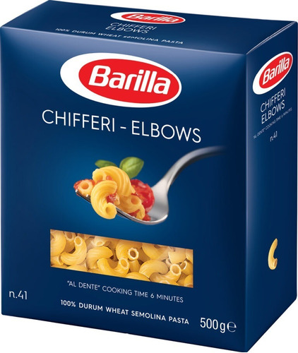 Macarrão Grano Duro Elbows Ou Chifferi Barilla Caixa 500g