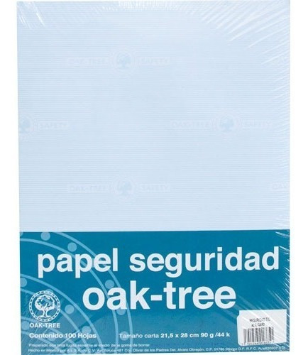 Papel Seguridad Oaktree 90g Tamaño Carta Con 100 Hojas
