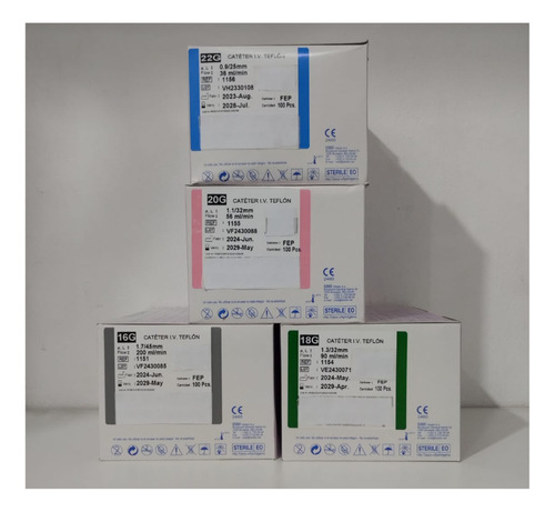Cateter Intravenoso N° 16, 18,20y 22 - Piercing - Caja X 100