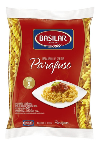 Kit Com 7un Macarrão De Sêmola Parafuso Basilar 500g