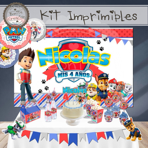 Banner Imprimible Paw Patrol - Cumple/candy Bar