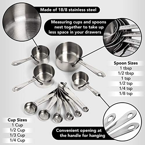 Juego De Tazas Y Cucharas Medidoras De Acero Inoxidable - Ju