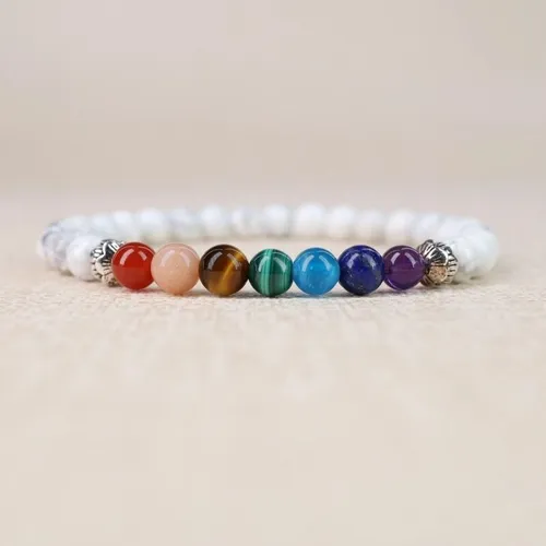 Pulsera Piedra Natural 7 Chakras Howlita 6mm