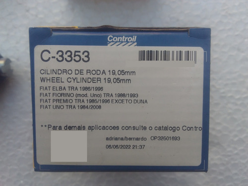Par Cilindro De Roda Uno 1.6r 1.6 Mpi 90 91 92 93 Controil